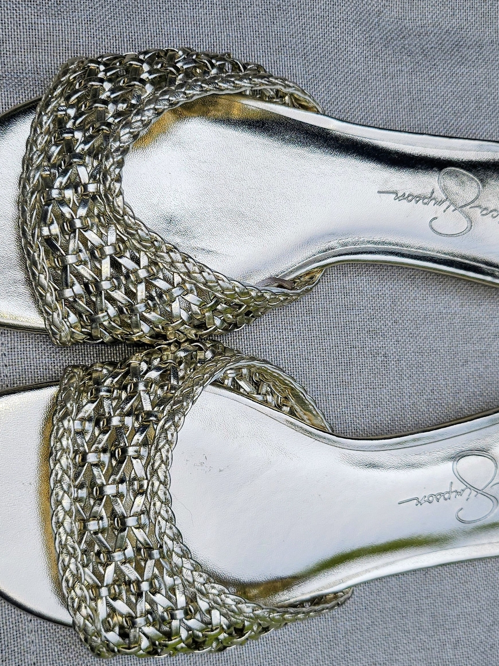 Jessica Simpson Gold Woven Slide Sandals